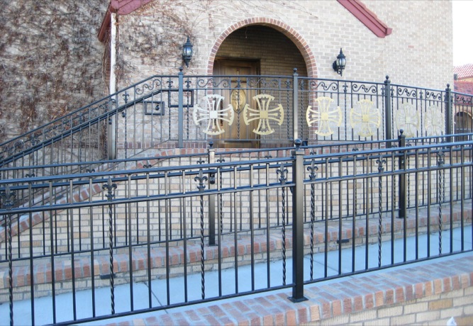 Outdoor Metal Stair Railing with decorative panels