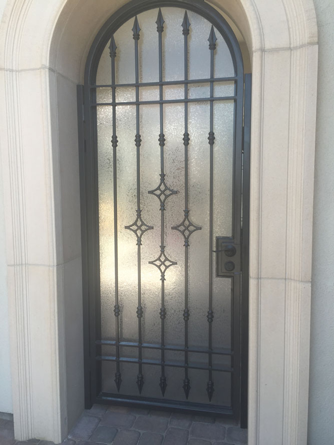 metal glass arched door