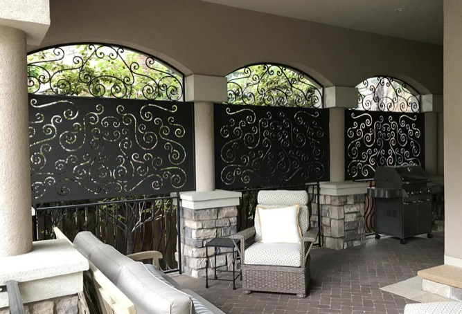 balcony privacy screens with scrollwork