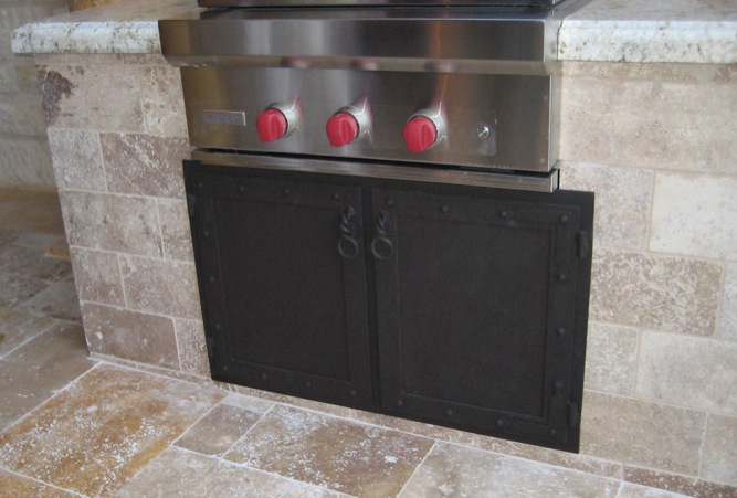 Exterior stove cabinet doors