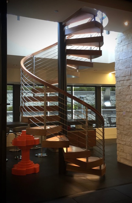 interior spiral stairs wood steps