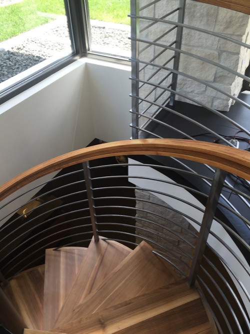 interior steel stairs wood treads